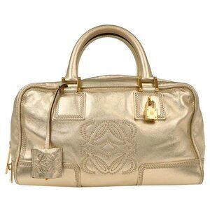 Loewe Metallic Gold Leather Amazona 28 Handbag 270709 154358